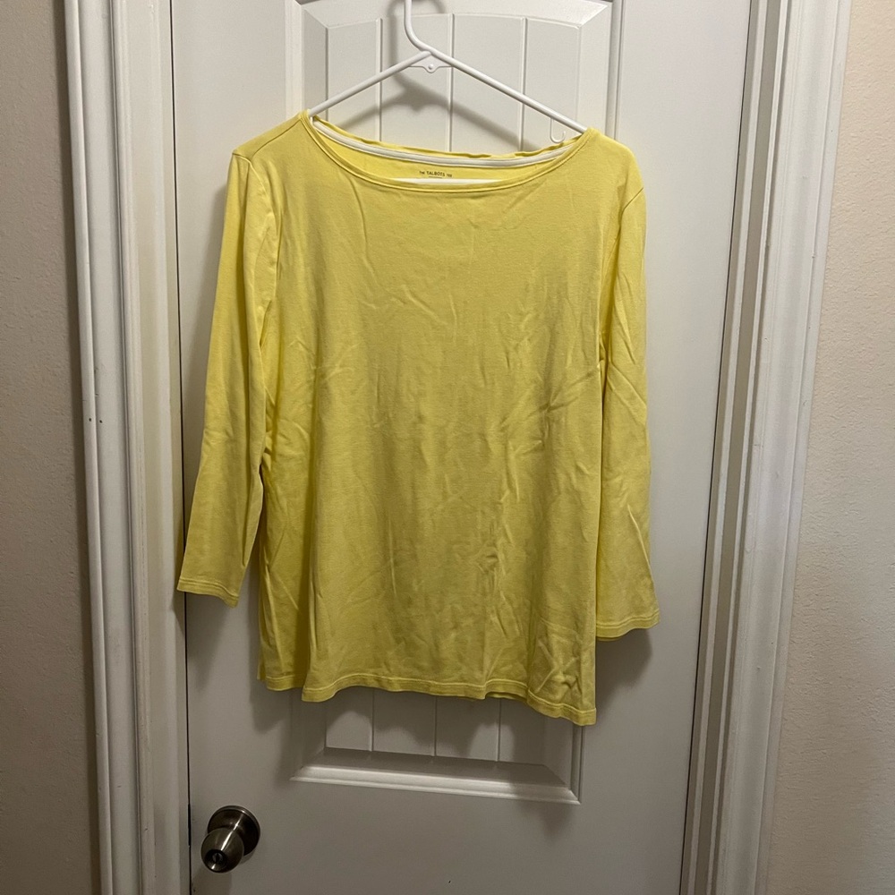 Talbots Pale Yellow Boatneck Long Sleeve Tee